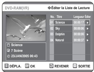SAMSUNG DVD-R125P - Utilisation de la touche PLAY LIST - 1