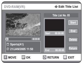 SAMSUNG DVD-R125P - Using the TITLE LIST button - 3