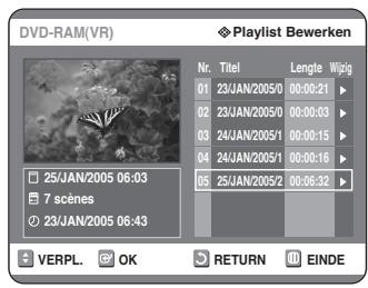 SAMSUNG DVD-R125P - - Omteringe gaan hier menu Playlist bewerken - - 1