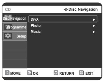 SAMSUNG DVD-R125P - Press the ▲▼ buttons to select Disc Navigation, and then press the OK or ▶ button. - 1