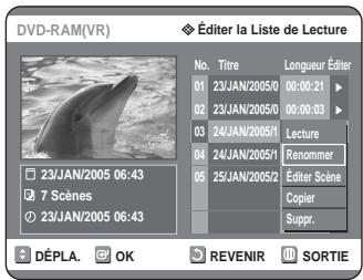 SAMSUNG DVD-R125P - Appuyez sur les touches ▲▼ pour selectionner Renommer, puis appuyez sur la touche OK. - 1