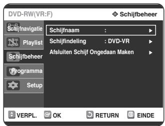 SAMSUNG DVD-R125P - Druk op de ▲▼ toetsen om Schijffbeheer te selecteren en druk verrolgens op de OK of ▷ toets. - 1