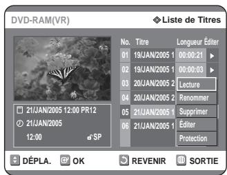 SAMSUNG DVD-R125P - Utilisation de la touche TITLE LIST - 2