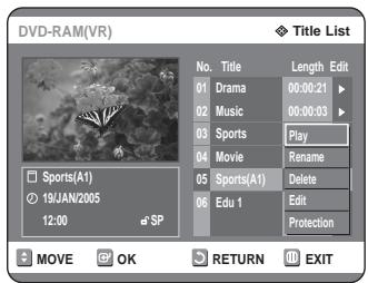 SAMSUNG DVD-R125P - Using the TITLE LIST button - 2