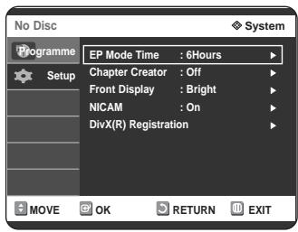 SAMSUNG DVD-R125P - Setting up the Front Display Options - 3