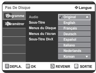 SAMSUNG DVD-R125P - Configuration des options de langue - 4