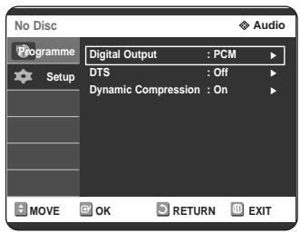 SAMSUNG DVD-R125P - Setting up the Audio Options - 3