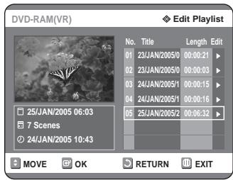 SAMSUNG DVD-R125P - - To return to Edit Playlist menu - - 1