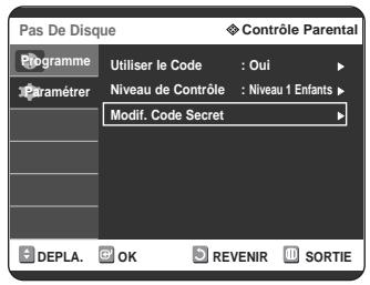 SAMSUNG DVD-R125P - Appuyez sur les boutons pour selectionner Modif. Code Secret. - 1