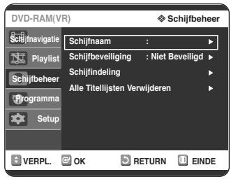 SAMSUNG DVD-R125P - Druk op de ▲▼ toetsen om Schijfbeheer te selecteren en durk op OK of op de knop ▷. - 1