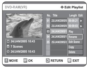 SAMSUNG DVD-R125P - Press the ▲▼ buttons to select Rename, then press the OK button. - 1