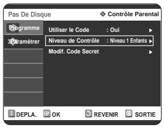 SAMSUNG DVD-R125P - Appuyez sur les boutons pour selectionner Niveau de Contrôle. - 1