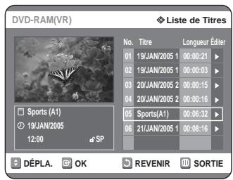 SAMSUNG DVD-R125P - Utilisation de la touche TITLE LIST - 5