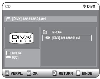 SAMSUNG DVD-R125P - Druk op de knoppen om het avi-bestand (DivX) te selecteren en druk verwolgens op OK, of II. - 1
