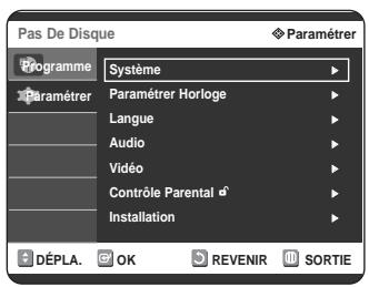 SAMSUNG DVD-R125P - Appuyez sur les boutons pour selectionner Paramétrer, puis appuyez sur le bouton ou OK. - 1