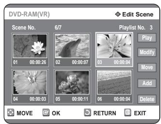 SAMSUNG DVD-R125P - Moving a Scene (Changing the Position of a Scene) - 3