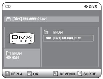 SAMSUNG DVD-R125P - Appuyez sur les boutons ▲▼ pour selectionner le fichier avi (DivX), puis appuyez sur le bouton ▷, ▷l ou sur OK. - 1