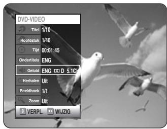 SAMSUNG DVD-R125P - Druk op de ▲▼ toetsen om Geluid te selecteren en druk op de ◆toetsen om de gewennen taal voor het geluidsspoor aan te gezven. - 1