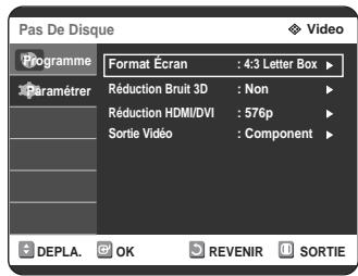 SAMSUNG DVD-R125P - Configuration des options Sortie Video - 3