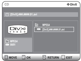 SAMSUNG DVD-R125P - Press the △ ∇ buttons to select the avi file (DivX), then press OK or the button. - 1