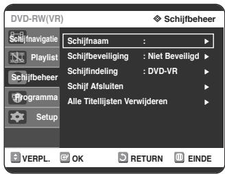 SAMSUNG DVD-R125P - Druk op de ▲▼ toetsen om Schijffbeheer te selecteren en druk verrolgens op de OK of ▷ toets. - 1