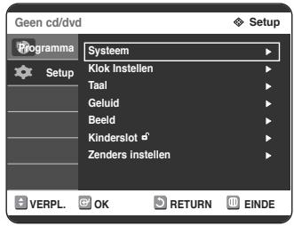 SAMSUNG DVD-R125P - Druk op de knuppen om Setup te selecteren en druk op OK of op de knop . Wanner er een schijf worden afgespeeld, kurz u geen instellingsfuncties gebruiken. - 1