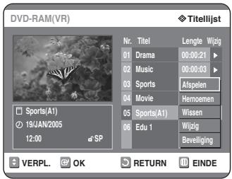 SAMSUNG DVD-R125P - Ga met de ▲▼ toetsen maar een titel die uuit de Titelloijst wilt verwijderen en drukervolgens op de OK of ▷toets. - 1