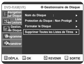 SAMSUNG DVD-R125P - Supprimer toutes les listes de titres - 6