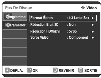 SAMSUNG DVD-R125P - Configuration des options d'affichage (Vidéo) - 3