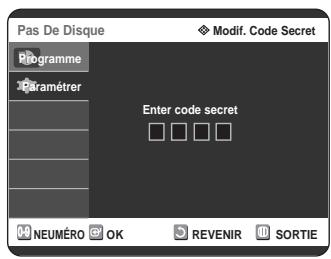 SAMSUNG DVD-R125P - Appuyez sur OK ou sur le bouton Le message 'Entrer code secret.' s'affiche. - 1