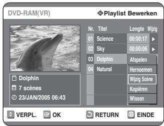 SAMSUNG DVD-R125P - Druk op de ▲▼ toetsen om Wijzig Scène te selecteren en druk verwolgens op de OK toets. Het scherm Wijzig scene worden getoond. - 1