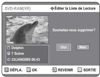 SAMSUNG DVD-R125P - Appuyez sur les touches ▲▼ pour selectionner Suppr., puis appuyez sur la touche OK. - 2