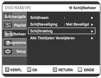 SAMSUNG DVD-R125P - Druk op de ▲▼ toetsen om Schijfindeling te selecteren en durk op OK of op de knop ▷. - 1