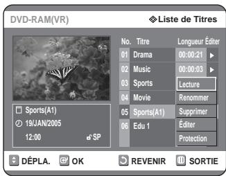 SAMSUNG DVD-R125P - Utilisation de la touche TITLE LIST - 2