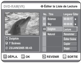 SAMSUNG DVD-R125P - Appuyez sur les touches ▲▼ pour selectionner l'entrée de la Liste de lecture que vous souhaitez éciter, puis appuyez sur la touche OK ou ▷. - 1
