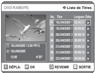 SAMSUNG DVD-R125P - Utilisation de la touche TITLE LIST - 1