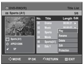 SAMSUNG DVD-R128 - Press the  buttons to select an entry you want to protect in the Title List, then press the OK or  button. - 1