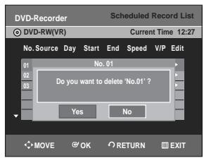SAMSUNG DVD-R128 - Deleting the Scheduled Record List - 4