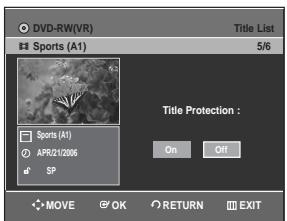 SAMSUNG DVD-R128 - Press the  buttons to select Protection, then press the OK or  button. - 2