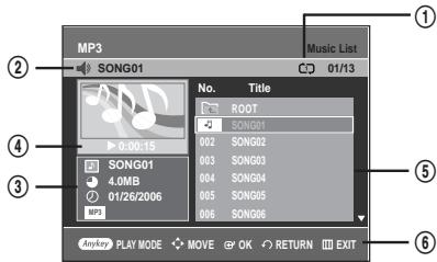 SAMSUNG DVD-R128 - MP3 Screen Elements - 1