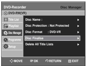 SAMSUNG DVD-R128 - Finalising a disc - 5