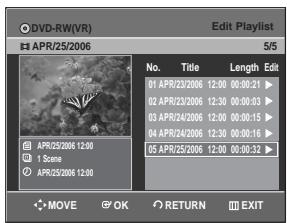 SAMSUNG DVD-R128 - - To return to Edit Playlist menu - - 1