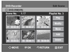 SAMSUNG DVD-R128 - Press the  buttons to select Edit Scene, then press the OK button. - 2