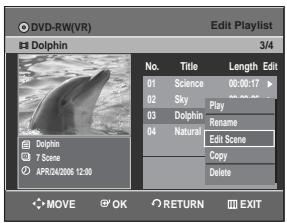 SAMSUNG DVD-R128 - Press the  buttons to select Edit Scene, then press the OK button. - 1