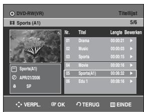SAMSUNG DVD-R128 - Druk op de  toetsen om Aan te selecteren en druk verrolgens op de OK toets. Het slot (symbool bij de titel in het informatievenster) is nu gesloten. (a b) - 1