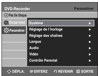 SAMSUNG DVD-R135 - Sélectionnez Paramétrer à l'aide des touches ▲▼, puis appuyez sur les touches ENTER ou ▷. - 1
