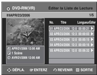 SAMSUNG DVD-R135 - Pour revenir au menu Éditer une liste de lecture - 1