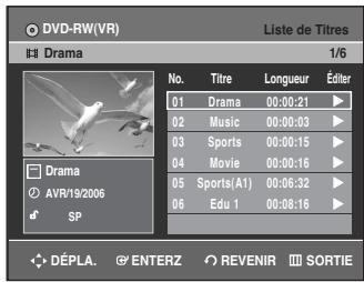 SAMSUNG DVD-R135 - Utilisation de la touche TITLE LIST - 1
