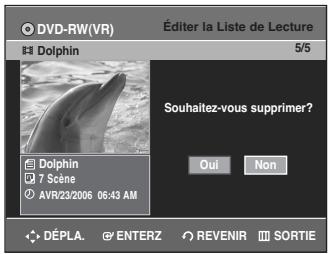 SAMSUNG DVD-R135 - Appuyez sur les touches  pour selectionner Supprimer, puis appuyez sur la touche ENTER. - 2