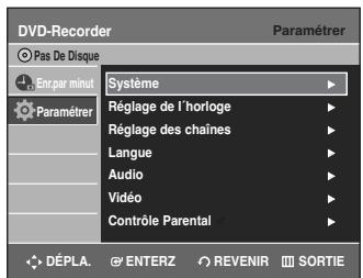 SAMSUNG DVD-R135 - Sélectionnez Paramétrer à l'aide des touches ▲▼, puis appuyez sur la touche ENTER ▷. - 1